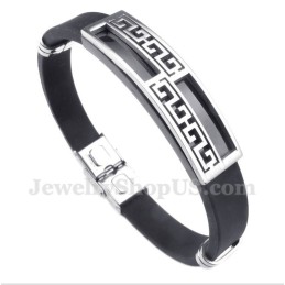 Bracciale Da Uomo In Titanio E Gomma Con Motivo A Meandro Greco