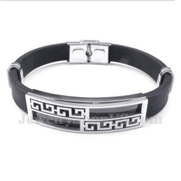 Bracciale Da Uomo In Titanio E Gomma Con Motivo A Meandro Greco