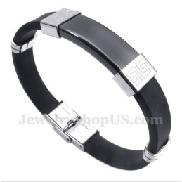 Bracciale Da Uomo In Titanio E Gomma Con Motivo A Meandro Greco