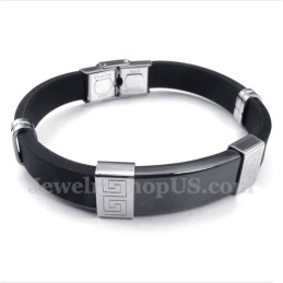 Bracciale Da Uomo In Titanio E Gomma Con Motivo A Meandro Greco