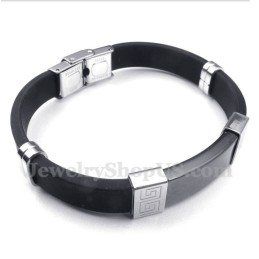 Bracciale Da Uomo In Titanio E Gomma Con Motivo A Meandro Greco