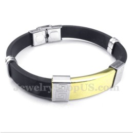 Bracciale Da Uomo In Titanio E Gomma Con Motivo A Meandro Greco