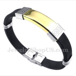 Bracciale Da Uomo In Titanio E Gomma Con Motivo A Meandro Greco