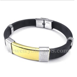 Bracciale Da Uomo In Titanio E Gomma Con Motivo A Meandro Greco