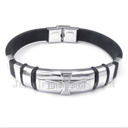 Bracciale Da Uomo In Titanio E Gomma Con Motivo A Meandro Greco