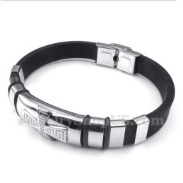 Bracciale Da Uomo In Titanio E Gomma Con Motivo A Meandro Greco