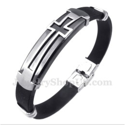 Bracciale Da Uomo Con Croce In Gomma E Titanio