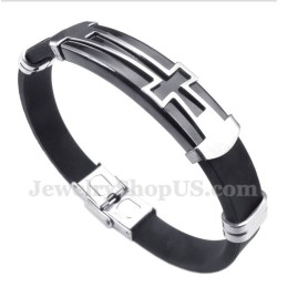 Bracciale Da Uomo Con Croce In Gomma E Titanio