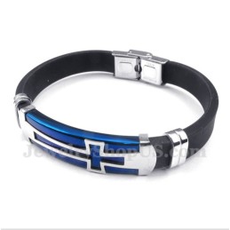 Bracciale Da Uomo Con Croce In Gomma E Titanio
