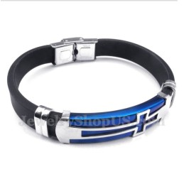 Bracciale Da Uomo Con Croce In Gomma E Titanio