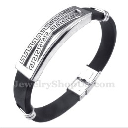 Bracciale Da Uomo In Titanio E Gomma Con Motivo A Meandro Greco