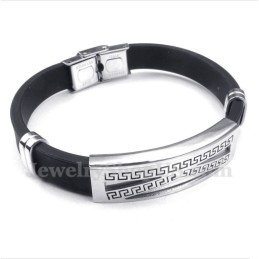 Bracciale Da Uomo In Titanio E Gomma Con Motivo A Meandro Greco