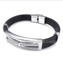 Bracciale Da Uomo In Titanio E Gomma Con Motivo A Meandro Greco