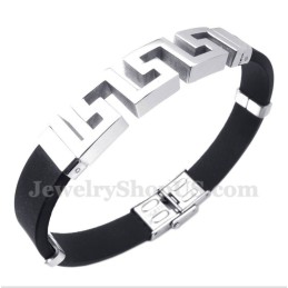 Bracciale Da Uomo In Titanio E Gomma Con Motivo A Meandro Greco