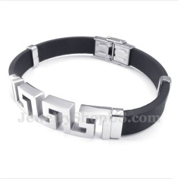 Bracciale Da Uomo In Titanio E Gomma Con Motivo A Meandro Greco