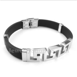 Bracciale Da Uomo In Titanio E Gomma Con Motivo A Meandro Greco