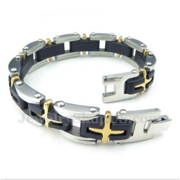 Bracciale Da Uomo In Titanio E Oro Con Croce