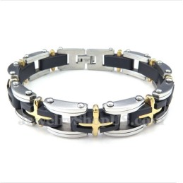 Bracciale Da Uomo In Titanio E Oro Con Croce