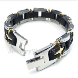 Bracciale Da Uomo In Titanio E Oro Con Croce