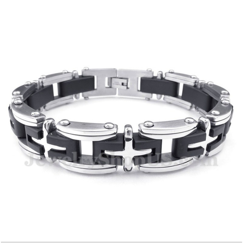 Bracciale Da Uomo Con Croce In Titanio Bracciale Da Uomo Con Croce In Titanio