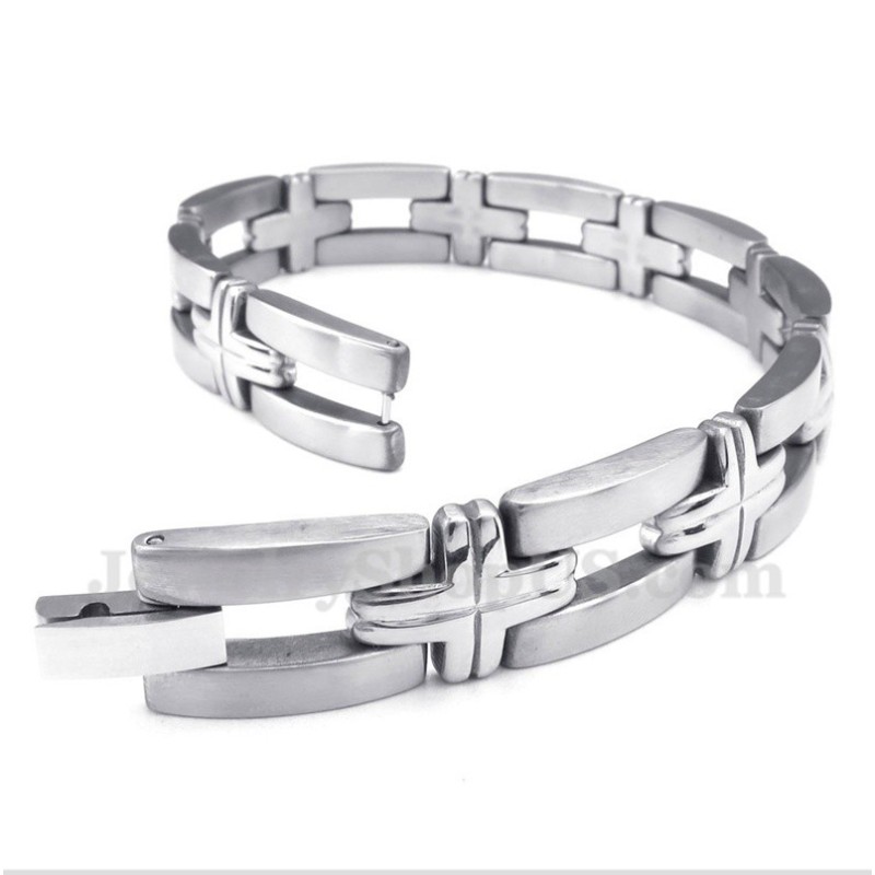 Bracciale Da Uomo Con Croce In Titanio Bracciale Da Uomo Con Croce In Titanio