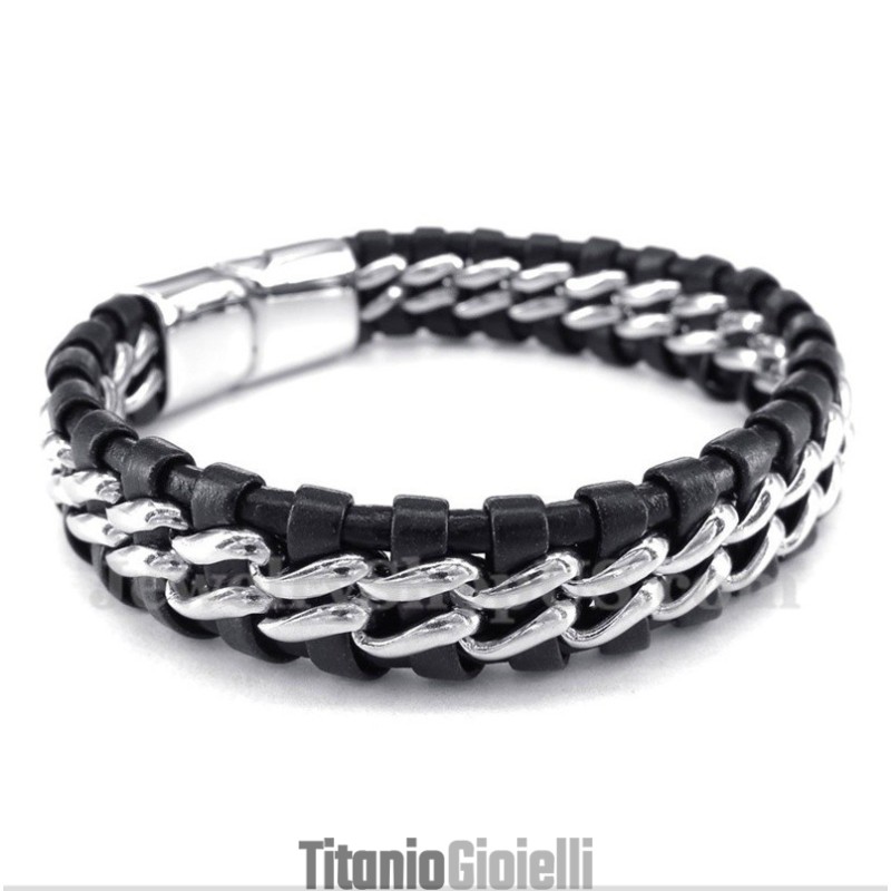 Bracciale In Pelle Di Titanio Da Uomo