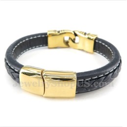 Bracciale Da Uomo In Pelle Placcata Oro E Titanio