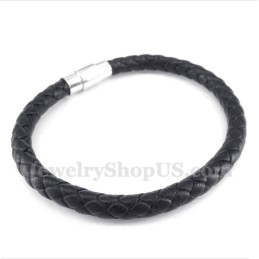 Bracciale In Pelle Nera Da Uomo