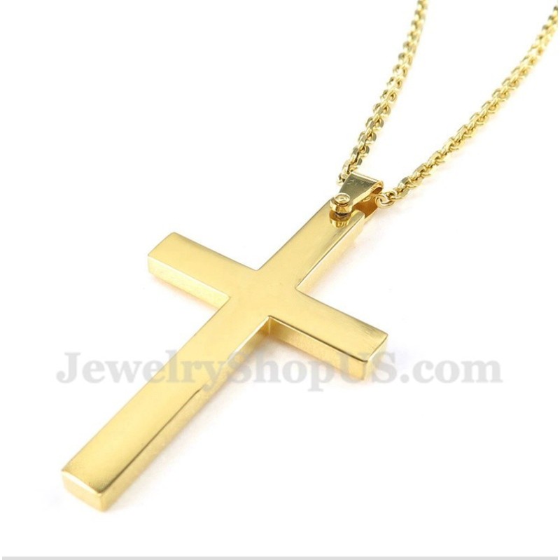 Ciondolo A Croce In Titanio E Oro Da Uomo Con Catena Gratuita Ciondolo A Croce In Titanio E Oro Da Uomo Con Catena Gratuita