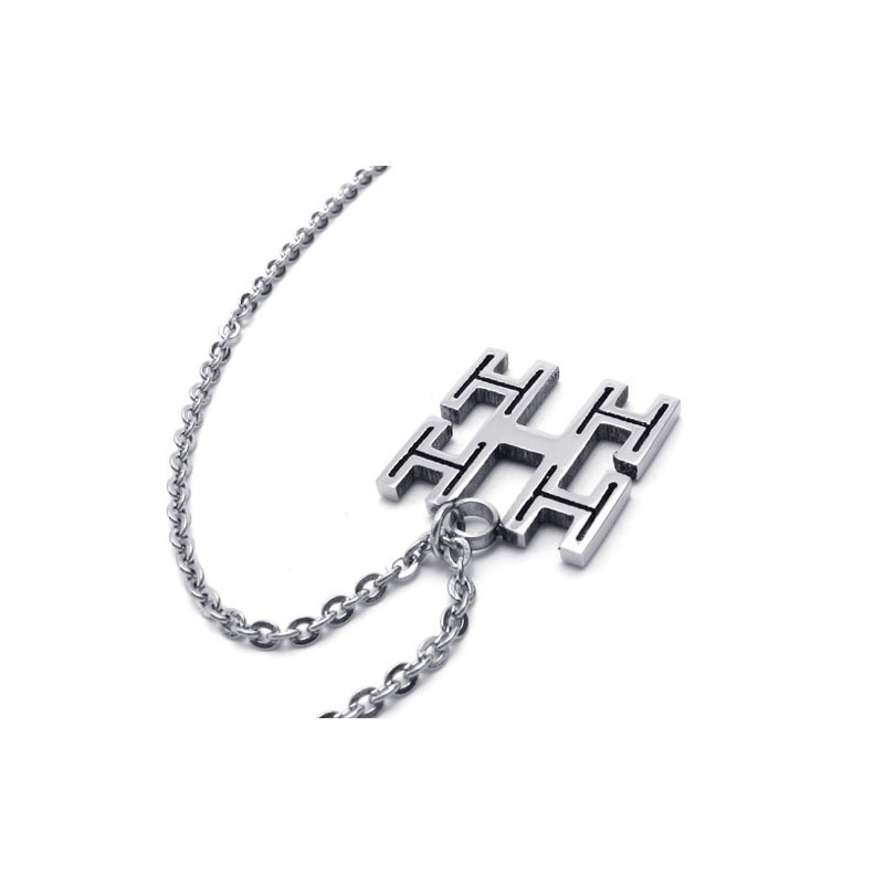 Collana Con Catene In Titanio E Argento Da 15,7 Pollici Collana Con Catene In Titanio E Argento Da 15,7 Pollici