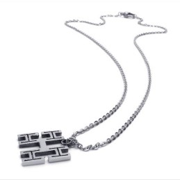 Collana Con Catene In Titanio E Argento Da 15,7 Pollici