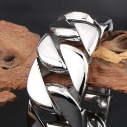 Braccialetto Alla Moda Con Catena In Titanio Lucido A Sezione Spessa