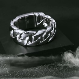 Braccialetto Alla Moda Con Catena In Titanio Lucido A Sezione Spessa