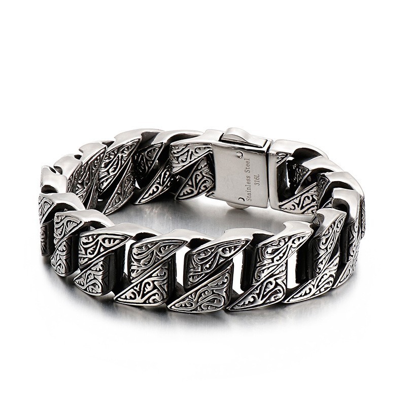 Bracciale In Titanio Floreale Retrò Con Personalità Cool Per Uomo Bracciale In Titanio Floreale Retrò Con Personalità Cool Per Uomo