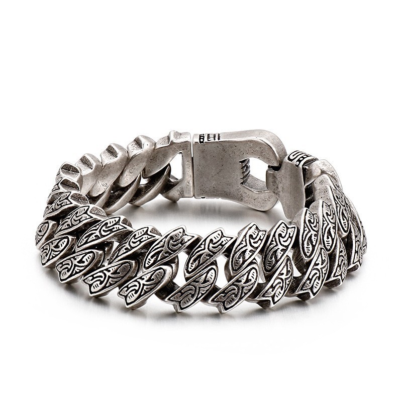 Bracciale In Titanio Floreale Retrò Con Personalità Cool Per Uomo Bracciale In Titanio Floreale Retrò Con Personalità Cool Per Uomo