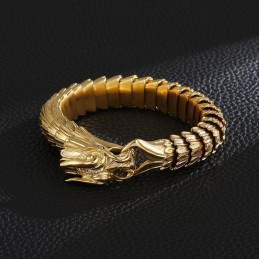 Bracciale Da Uomo In Titanio Con Motivo A Scaglie Di Drago Vintage