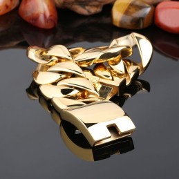 Nuovo Bracciale Da Uomo In Titanio Placcato Oro
