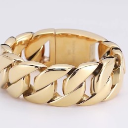 Nuovo Bracciale Da Uomo In Titanio Placcato Oro