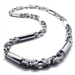 Collana Cilindrica In Titanio E Argento Da 21,9 Pollici