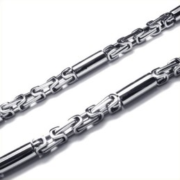 Collana Cilindrica In Titanio E Argento Da 21,9 Pollici