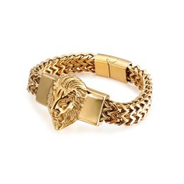 Bracciale In Titanio Con Testa Di Leone Retrò Per Uomo