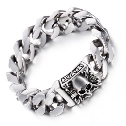 Bracciale Cubano In Titanio Con Catena Bracciale Teschio In Titanio Da Uomo