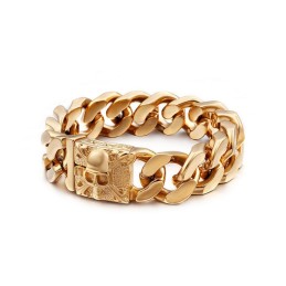 Bracciale Cubano In Titanio Con Catena Bracciale Teschio In Titanio Da Uomo
