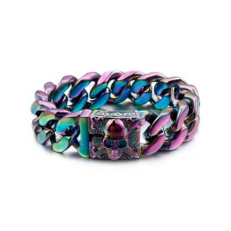 Bracciale Cubano In Titanio Con Catena Bracciale Teschio In Titanio Da Uomo