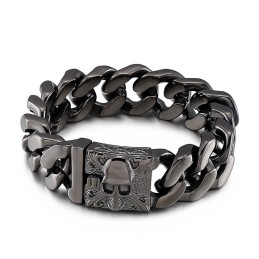 Bracciale Cubano In Titanio Con Catena Bracciale Teschio In Titanio Da Uomo
