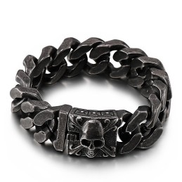 Bracciale Cubano In Titanio Con Catena Bracciale Teschio In Titanio Da Uomo