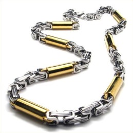 Collana Cilindrica In Titanio Dorato Da 21,9 Pollici