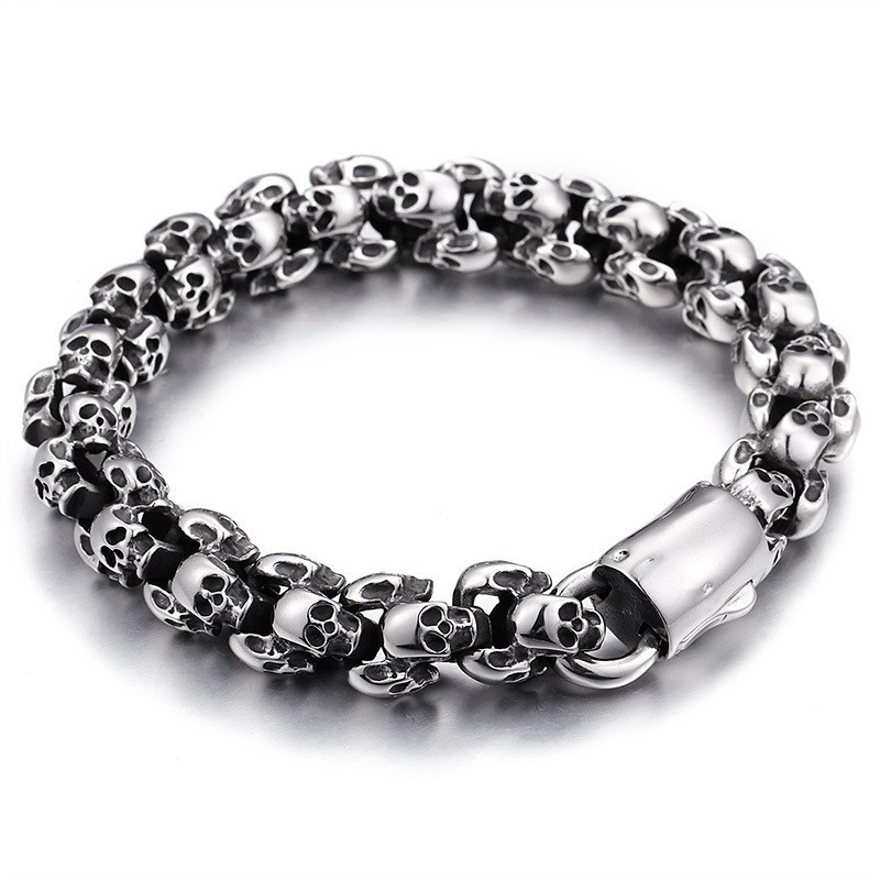 Bracciale Alla Moda In Titanio Con Teschio Per Uomo Bracciale Alla Moda In Titanio Con Teschio Per Uomo