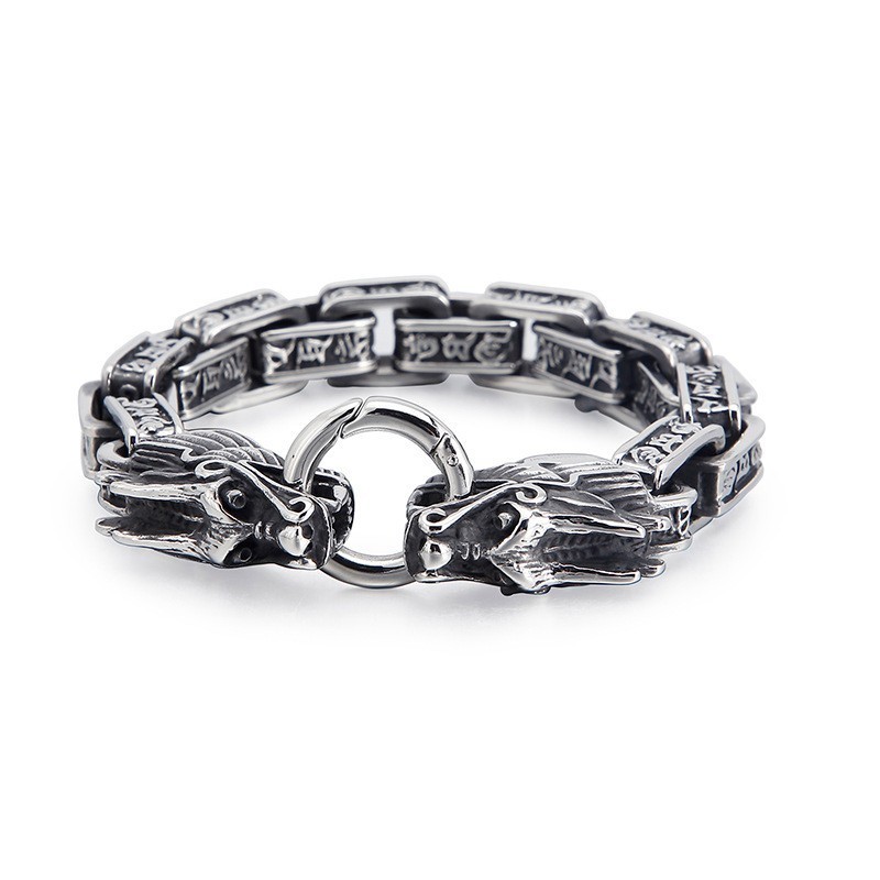 Gioielli Alla Moda Con Testa Di Drago In Titanio Per Uomo, Vintage, Braccialetti In Titanio Fuso Con Testa Di Drago Gioielli Alla Moda Con Testa Di Drago In Titanio Per Uomo, Vintage, Braccialetti In Titanio Fuso Con Testa Di Drago