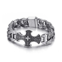 Bracciale Da Uomo In Titanio Con Motivo A Croce Vintage